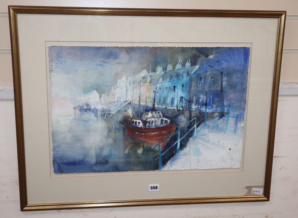 Bernard Vogel (b. 1961), Portree Evening, watercolour, 38cm x 57cm